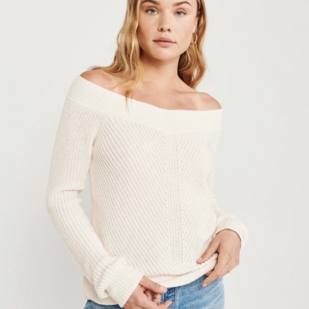 Abercrombie & Fitch Off the Shoulder Knot Sweater